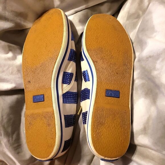 Kate spade/ keds sequin blue canvas is white good used condition sz.7.5 - Picture 2 of 7